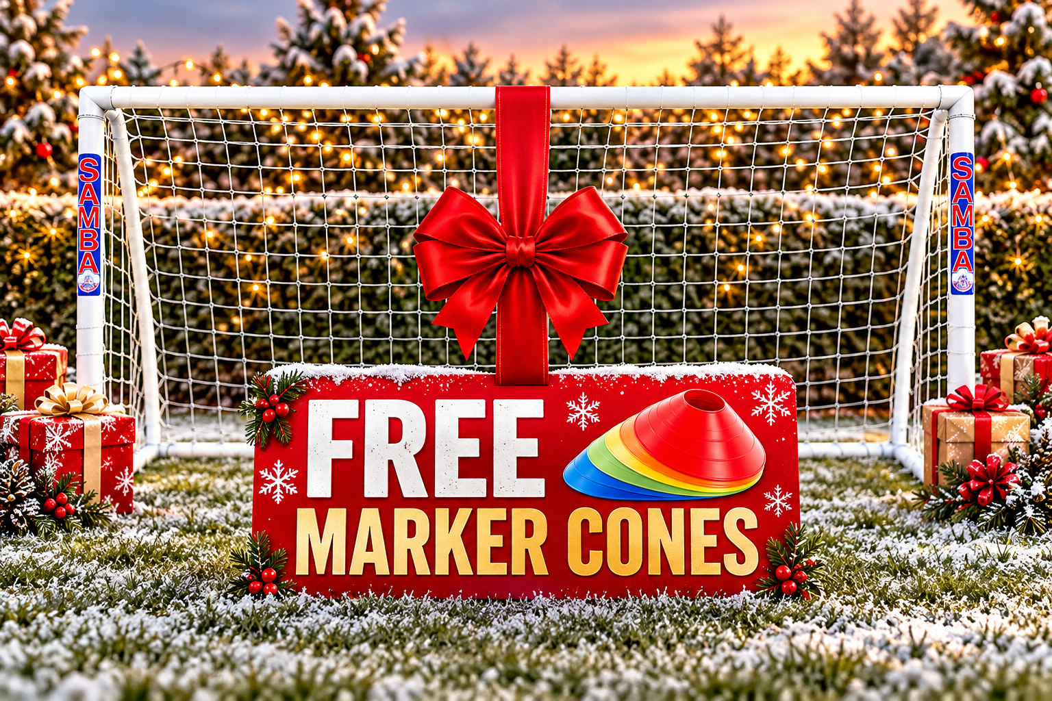 SAMBA 12ft x 6ft Trainer Football Goal With FREE Marker Cones