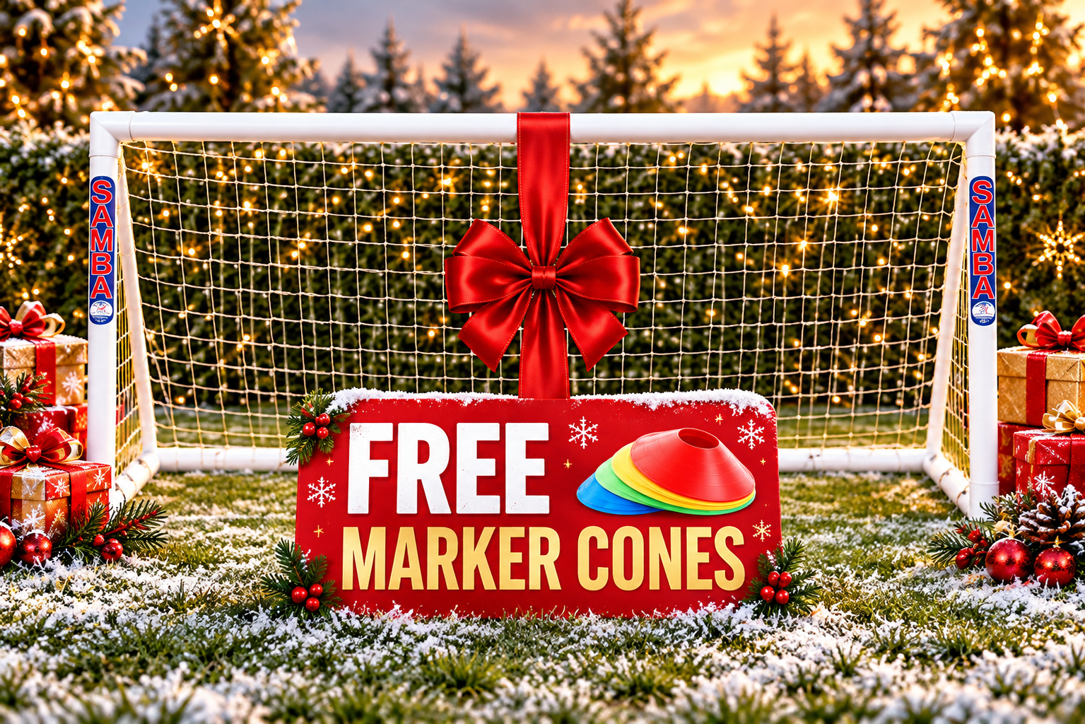 SAMBA 8ft x 4ft Trainer Football Goal With FREE Marker Cones