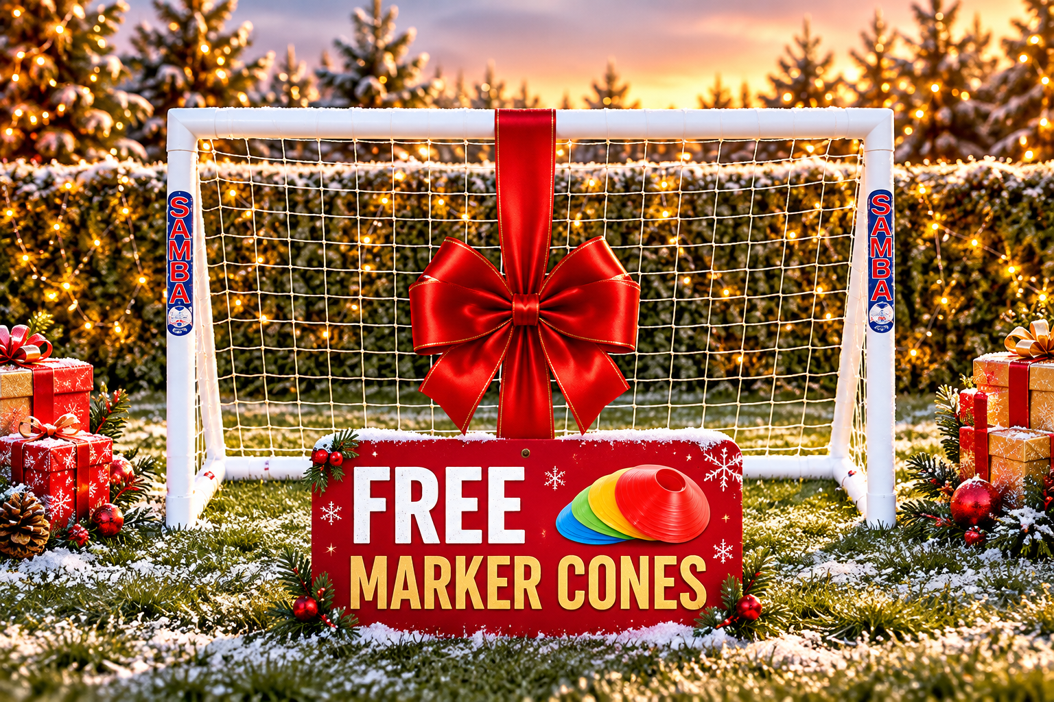 SAMBA 6ft x 4ft Trainer Football Goal With FREE Marker Cones