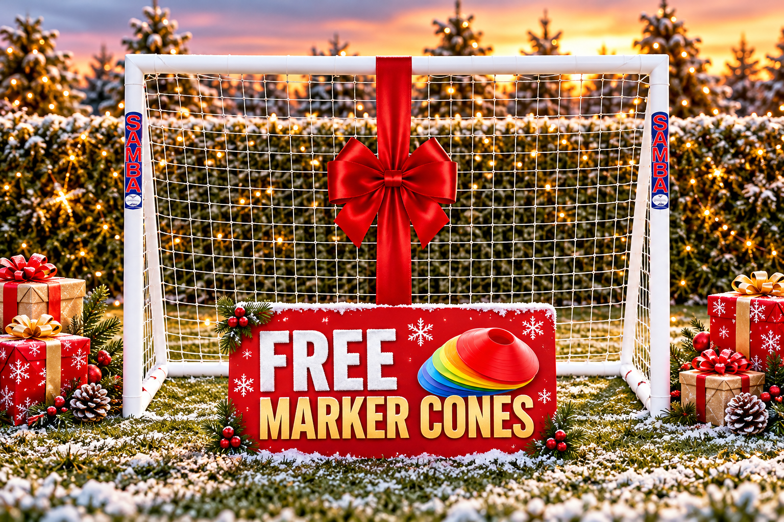 SAMBA 8ft x 6ft Trainer Football Goal With FREE Marker Cones