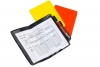 Referees kit comes with red and yellow cards complete with game score sheet available from Samba Sports