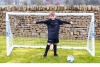 Kids using SAMBA PLAY football goal in the garden